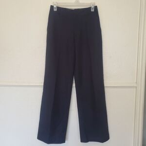 Banana Republic Stretch Black Wide-Leg Trousers Recycled Wool Sz 0